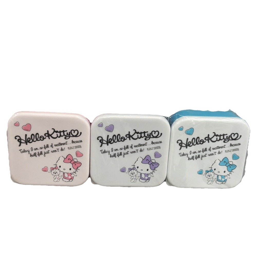 NWT Hello Kitty-Sanrio-Bento Lunch‎ Box-Food Case 3 Pack -L4inch╳W4inch╳D2inch
